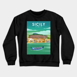 Sicily Italy Palermo Vintage Minimal Travel Poster Crewneck Sweatshirt